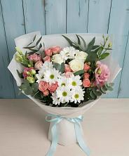 Букет цветов из:  Розы, Лизиантусы и Хризантемы в Залесово