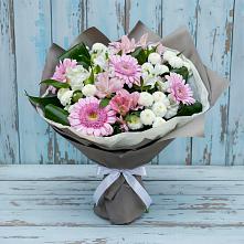 Букет цветов из:  Герберы, Альстромерии и Хризантемы в Залесово