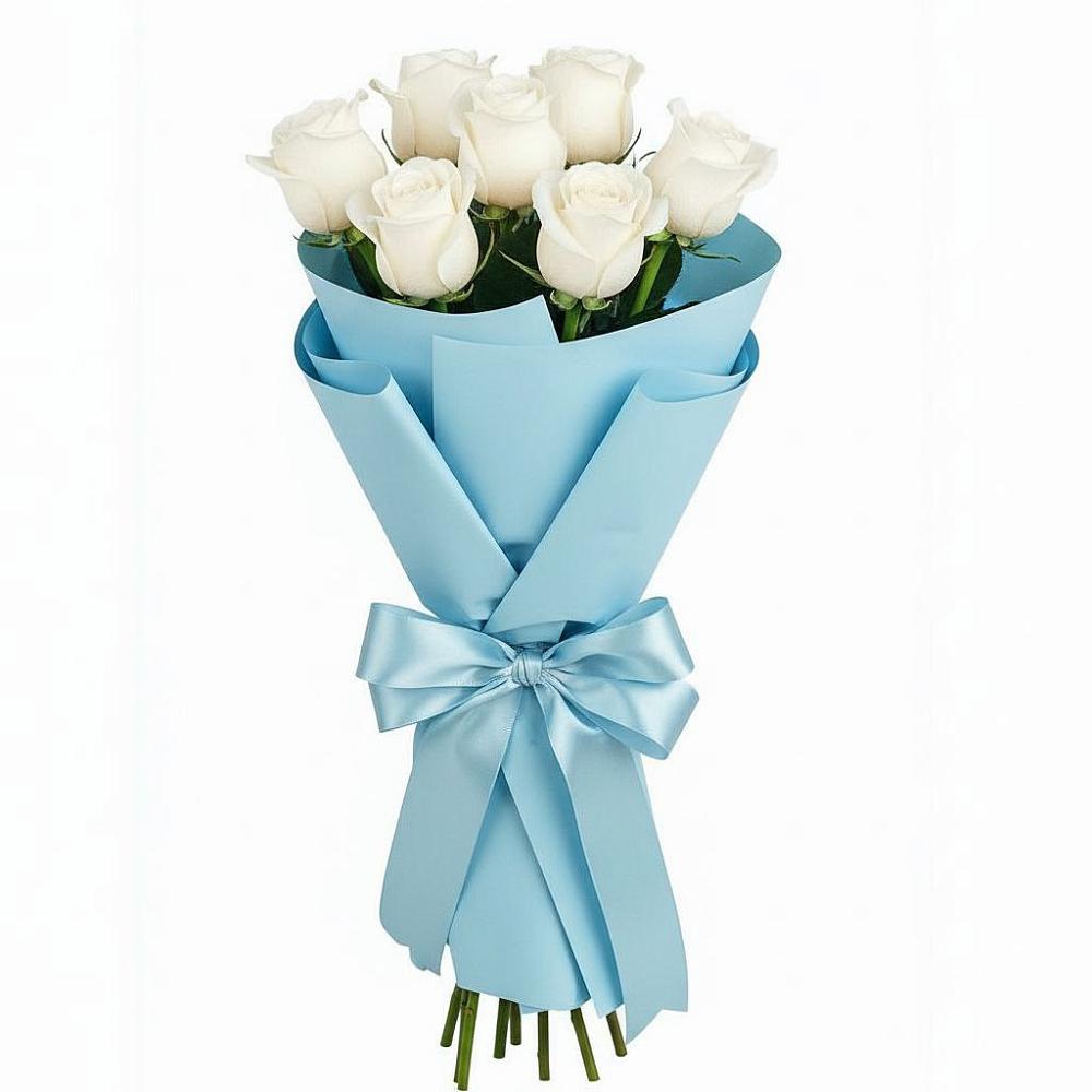 Букет 7 белых роз Проуд в Залесово