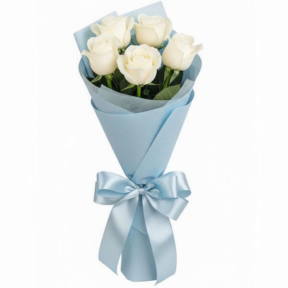 Букет 5 Белых роз Проуд в Залесово
