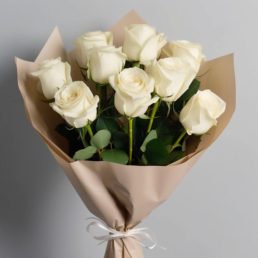 Букет 9 Белых роз Эдлесс Лав в Залесово