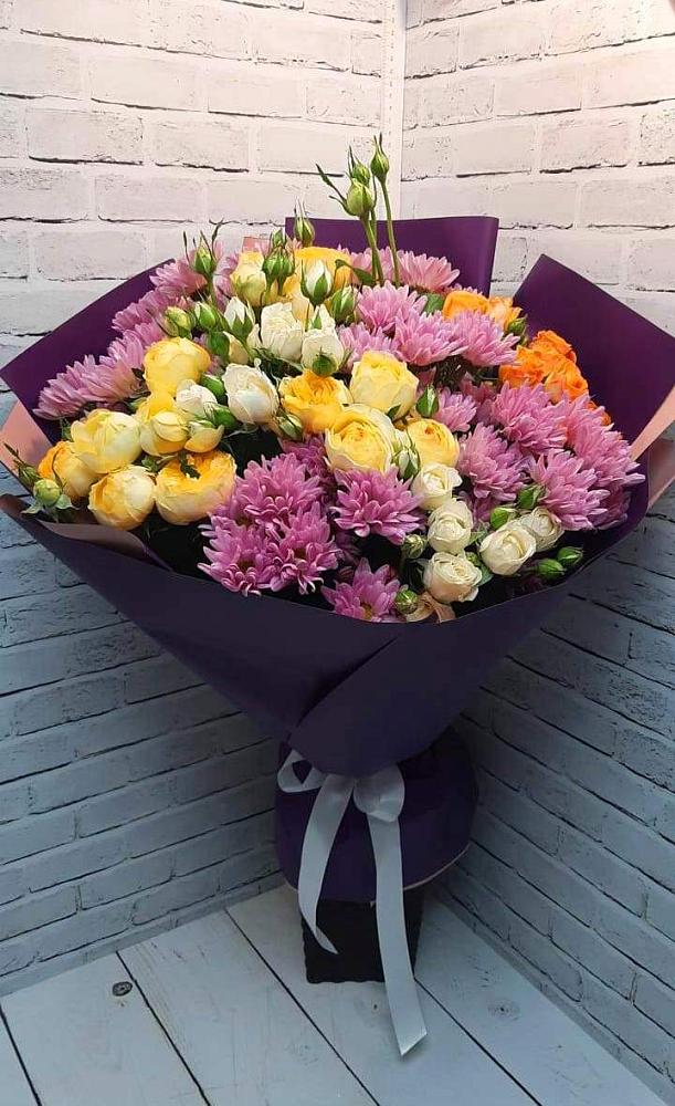 Букет цветов из: Хризантемы и Розы в Залесово