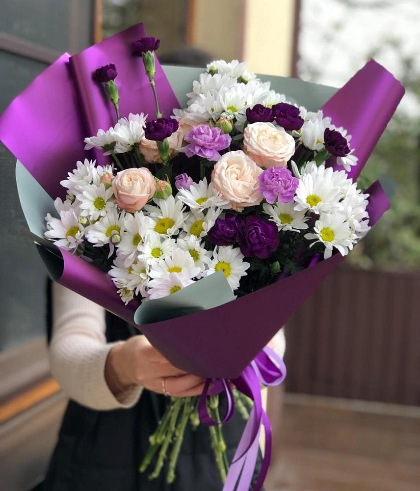 Букет цветов из: Хризантемы, Гвоздики и Розы в Залесово