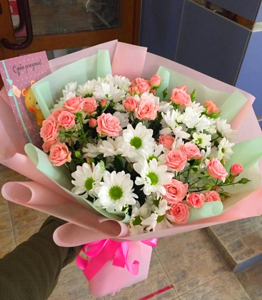 Букет цветов из: Розы и Хризантемы в Залесово