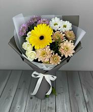 Букет цветов из:  Розы, Герберы и Хризантемы #REPLACE_PRED# Залесово