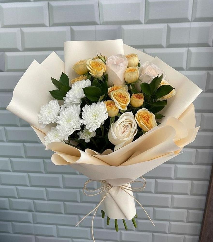 Букет цветов из: Розы и Хризантемы в Залесово