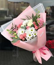 Букет цветов из:  Розы, Лизиантусы и Хризантемы в Залесово